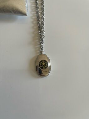 D&G Silver Pendant Necklace with Black Star Emblem